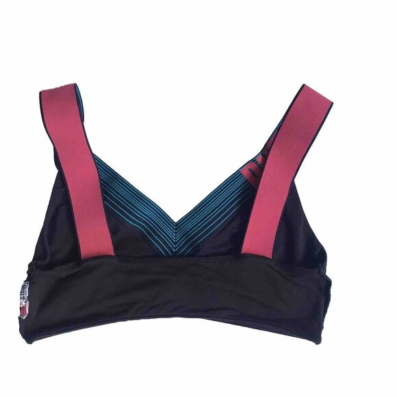 Puma Vintage Y2K Bralette Wide Strap Black Pink Green Unpadded Logo V-Neck S XS - Picture 7 of 7